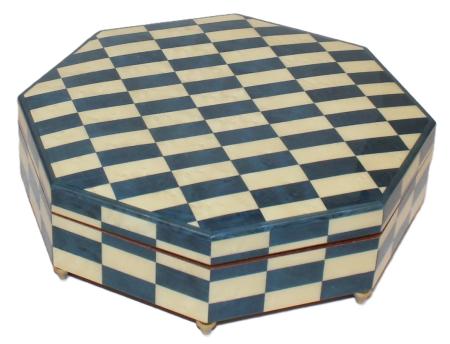 Nr.114M06 Intarsien Blau/Weiss